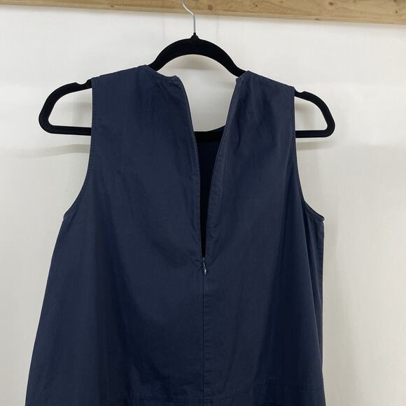 Everlane Size 2 Modest A-Line Poplin Dress Navy Blue Minimalist Sleeveless - Picture 6 of 6